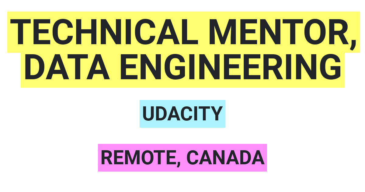 Technical Mentor, Data Engineering Job at Udacity - Remote